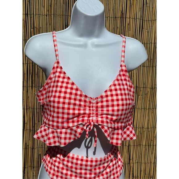 No Brand Red White Ruffle Bikini Plaid Size XL - Picture 3 of 6